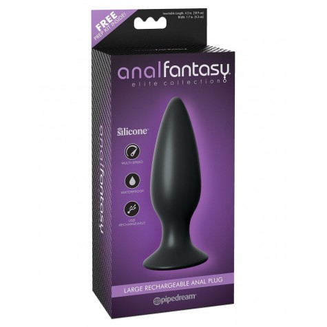 Чёрная большая анальная вибропробка Large Rechargeable Anal Plug - 13,5 см.